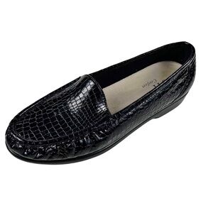 SAS Triad Comfort Soles VJH Black Patent Croc Moccasin Size 9.5M